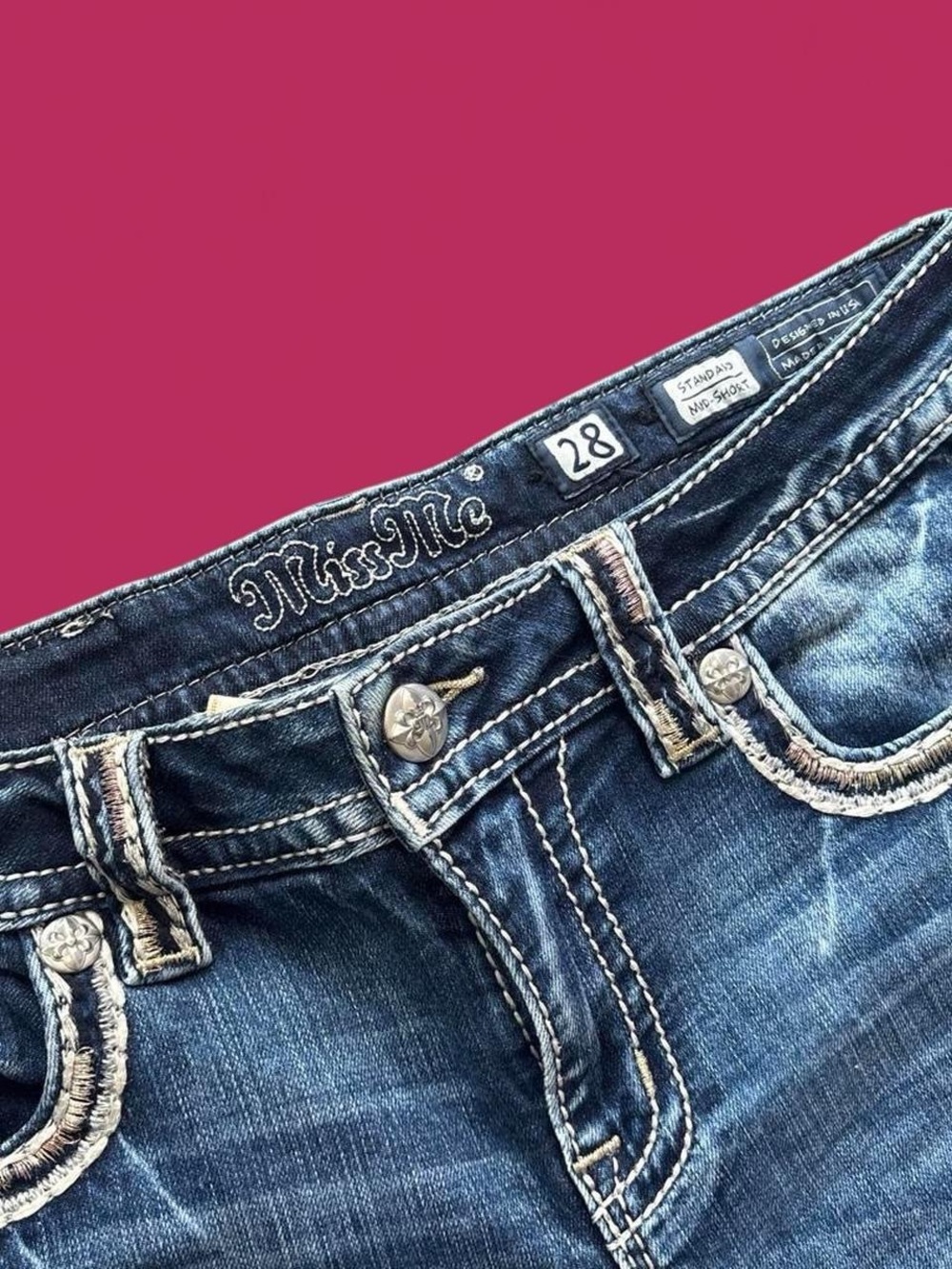 Miss me Blue Denim Women's Shorts - Classic Pocket Detail - Picture 4 of 4